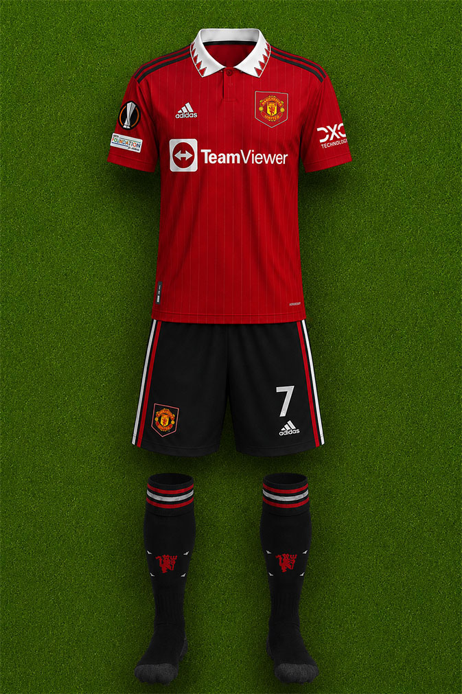 Manchester United shirt worn for game v Omonia Nicosia played on Thursday 6th October 2022 at GSP Stadium stadium during the 2022-2023 season.