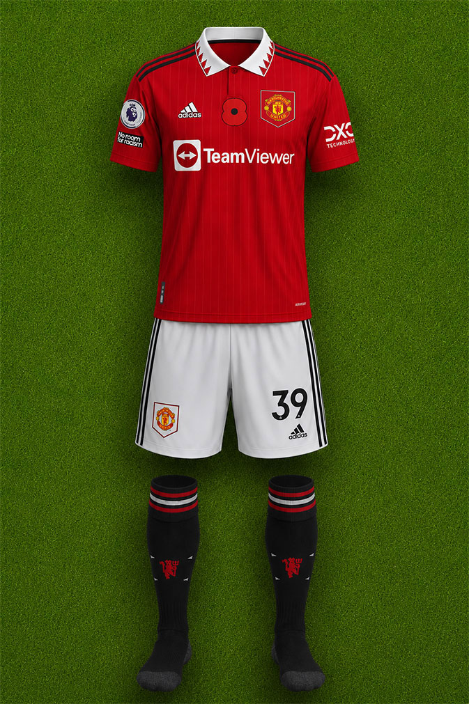 Manchester United shirt worn for game v Fulham played on Sunday 13th November 2022 at Craven Cottage stadium during the 2022-2023 season.