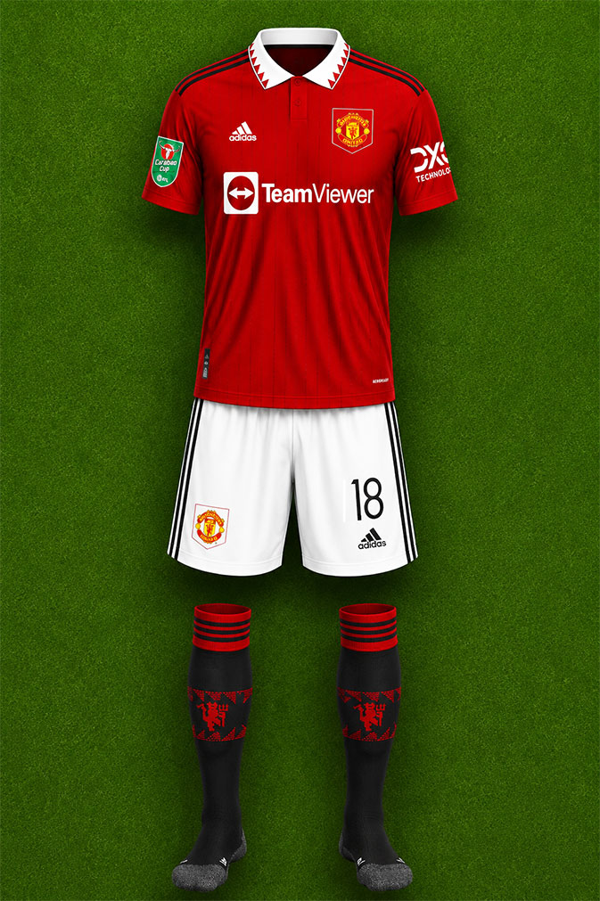 Manchester United shirt worn for game v Charlton Athletic played on Tuesday 10th January 2023 at Old Trafford stadium during the 2022-2023 season.