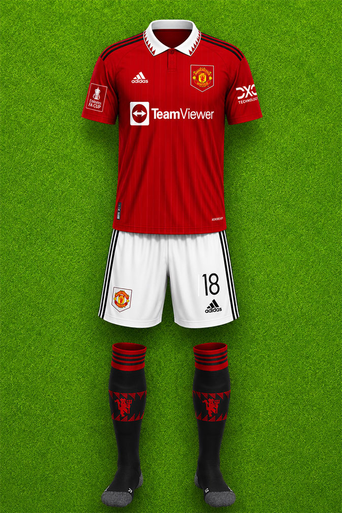 Manchester United shirt worn for game v Reading played on Saturday 28th January 2023 at Old Trafford stadium during the 2022-2023 season.