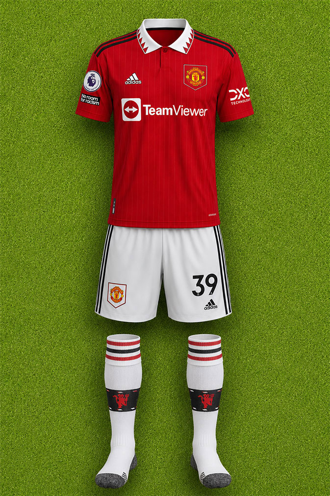 Manchester United shirt worn for game v Leicester City played on Thursday 1st September 2022 at King Power Stadium stadium during the 2022-2023 season.