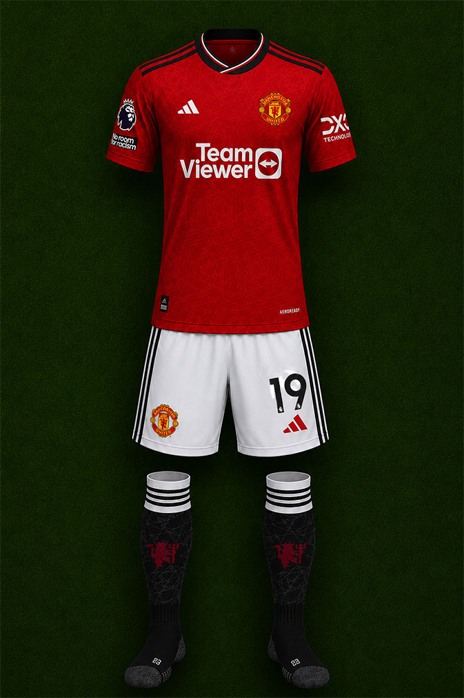 Manchester United shirt worn for game v Wolverhampton Wanderers played on Monday 14th August 2023 at Old Trafford stadium during the 2023-2024 season.