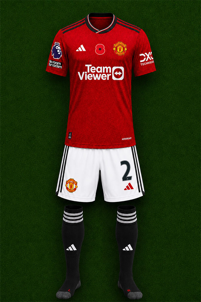 Manchester United shirt worn for game v Luton Town played on Saturday 11th November 2023 at Old Trafford stadium during the 2023-2024 season.