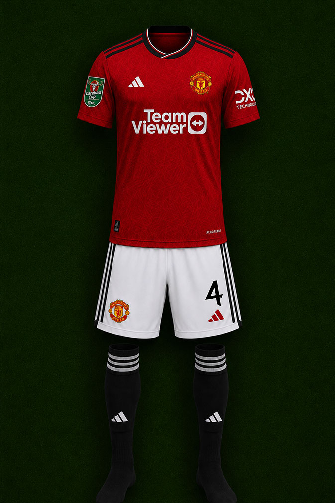 Manchester United shirt worn for game v Newcastle United played on Wednesday 1st November 2023 at Old Trafford stadium during the 2023-2024 season.