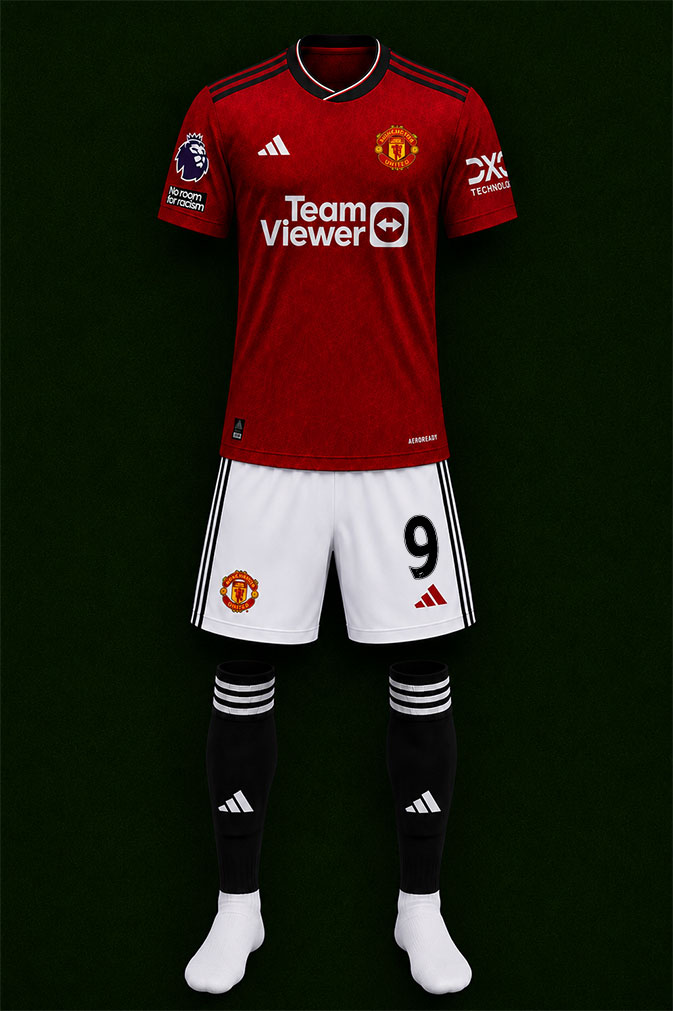 Manchester United shirt worn for game v Tottenham Hotspur played on Sunday 14th January 2024 at Old Trafford stadium during the 2023-2024 season.