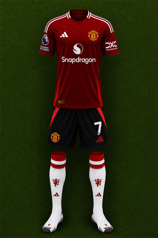 Manchester United shirt worn for game v Ipswich Town played on Sunday 24th November 2024 at Portman Road stadium during the 2024-2025 season.