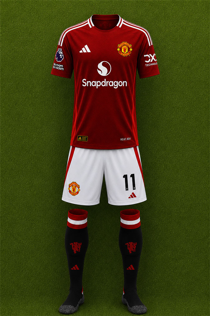 Manchester United shirt worn for game v Fulham played on Friday 16th August 2024 at Old Trafford stadium during the 2024-2025 season.