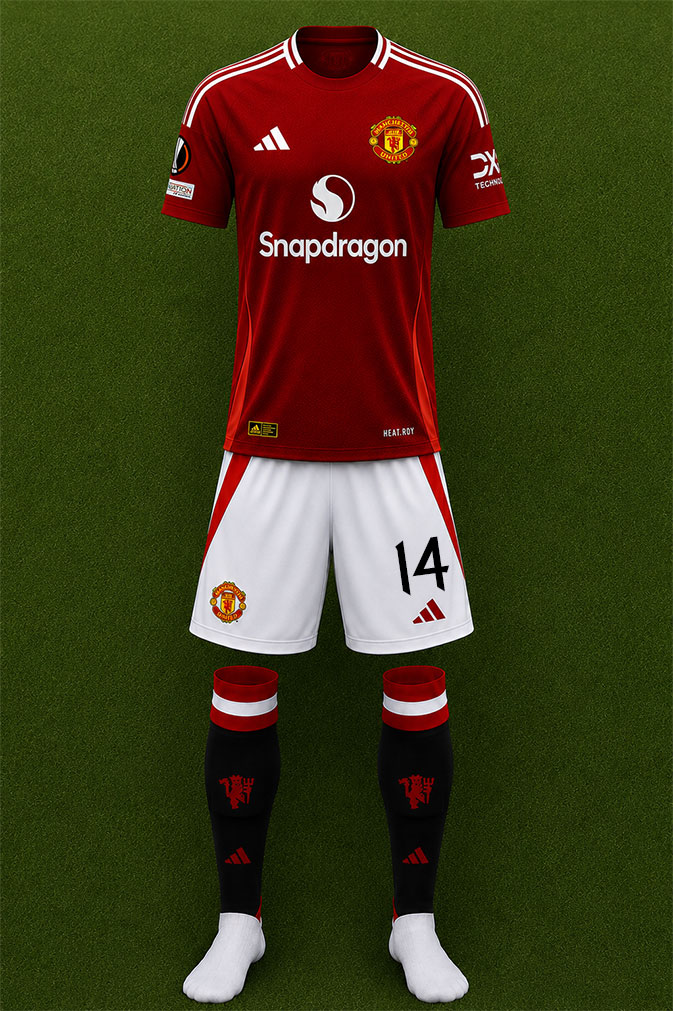 Manchester United shirt worn for game v Athletic Bilbao played on Thursday 8th May 2025 at Old Trafford stadium during the 2024-2025 season.