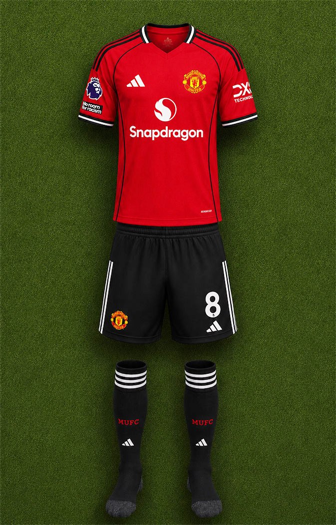 Manchester United shirt worn for game v Leeds United played on Sunday 4th January 2026 at Elland Road stadium during the 2025-2026 season.