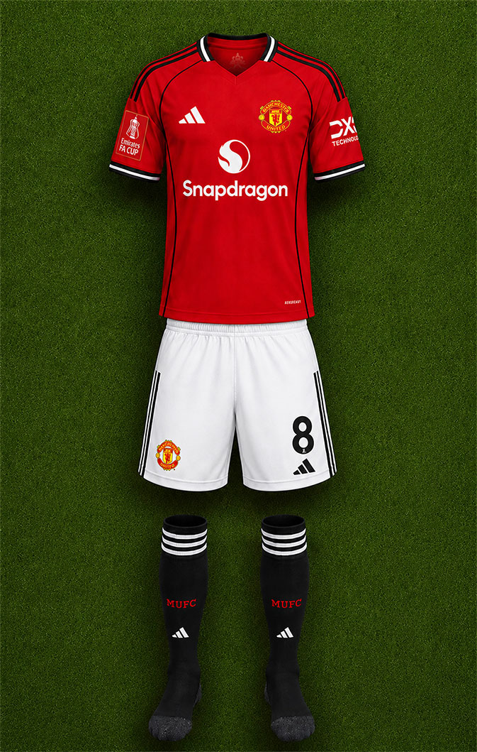 Manchester United shirt worn for game v Brighton played on Sunday 11th January 2026 at Old Trafford stadium during the 2025-2026 season.