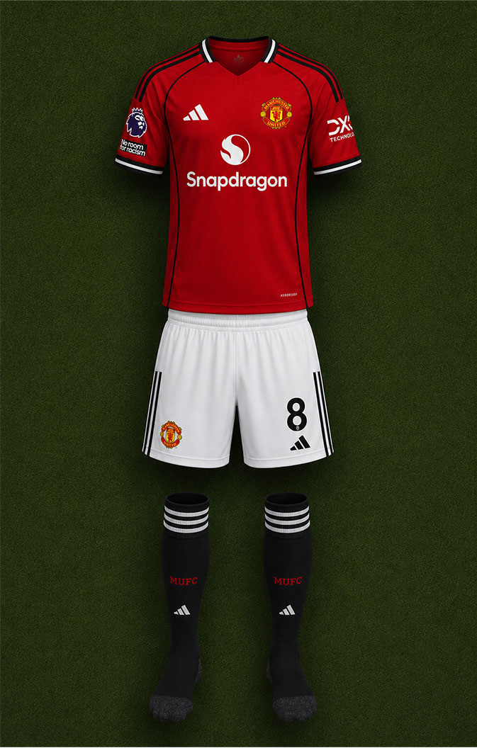 Manchester United shirt worn for game v Chelsea played on Saturday 18th April 2026 at Stamford Bridge stadium during the 2025-2026 season.