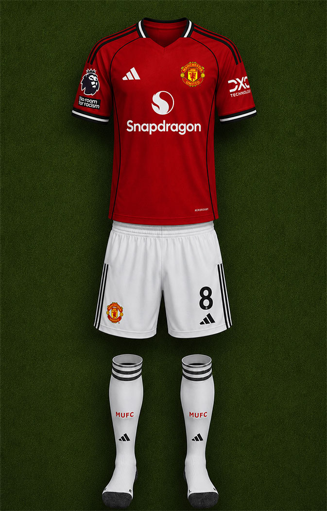 Manchester United shirt worn for game v Newcastle United played on Wednesday 4th March 2026 at St James Park, Newcastle stadium during the 2025-2026 season.